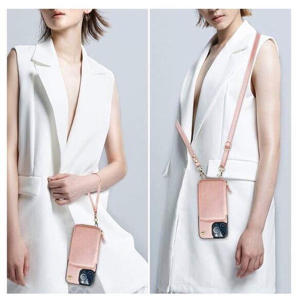 Crossbody Wallet Case iPhone Pro Max 13 RFID Zipper Card Holder Flip Cover - Picture 6 of 9